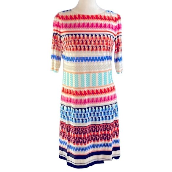 Eliza J Striped Stretch Shift Dress - Picture 4 of 9